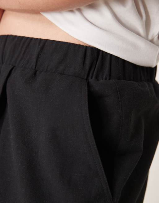ASOS DESIGN - Sorte oversized tapered bukser i hør- og bomuldsblanding, 4 af 5