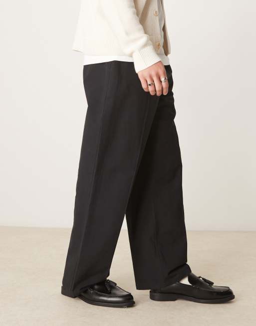 ASOS DESIGN - Sorte oversized tapered bukser i hør- og bomuldsblanding, 5 af 5