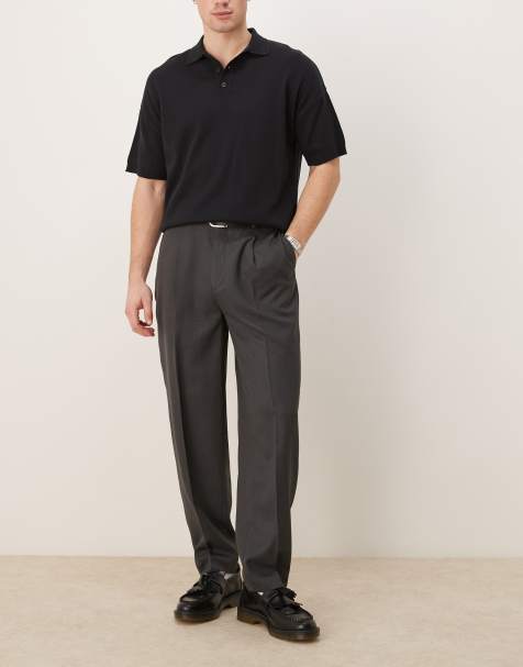 ASOS DESIGN - Sorte oversized tapered elegante bukser med mikrotekstur - view 1