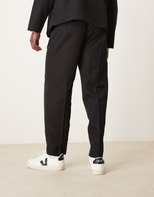 ASOS DESIGN - Sorte oversized tapered habitbukser i twill, 3 af 5