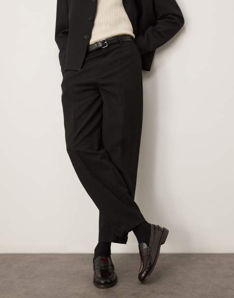 ASOS DESIGN - Sorte oversized tapered habitbukser med tekstur - view 1