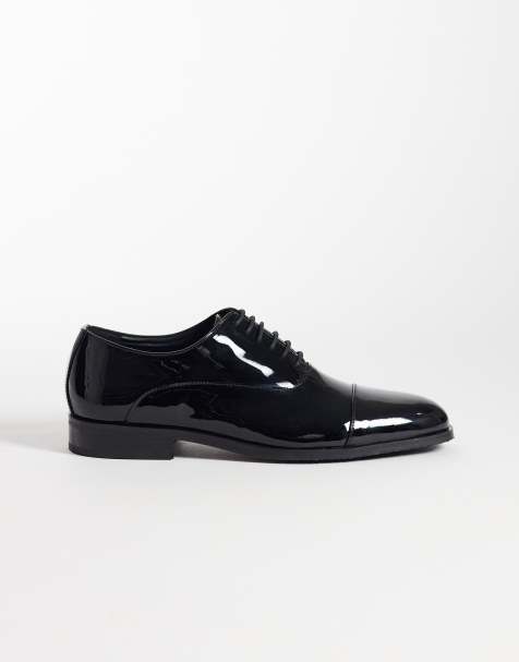 ASOS DESIGN - Sorte Oxford-sko med snørebånd og tåhætte i lak - view 1