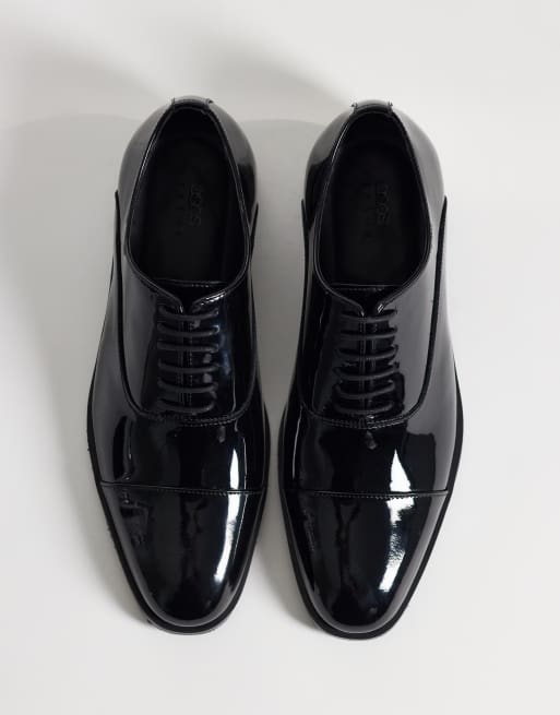 ASOS DESIGN - Sorte Oxford-sko med snørebånd og tåhætte i lak, 2 af 4