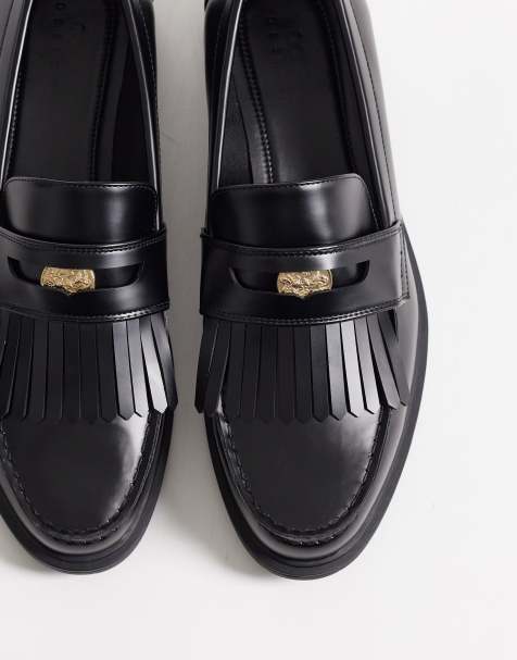 ASOS DESIGN - Sorte penny-loafers med frynser og møntdetalje - view 1