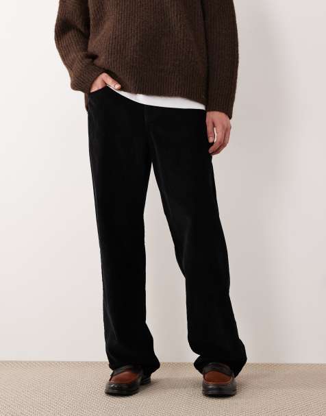 ASOS DESIGN - Sorte posede bukser i fløjl - view 1