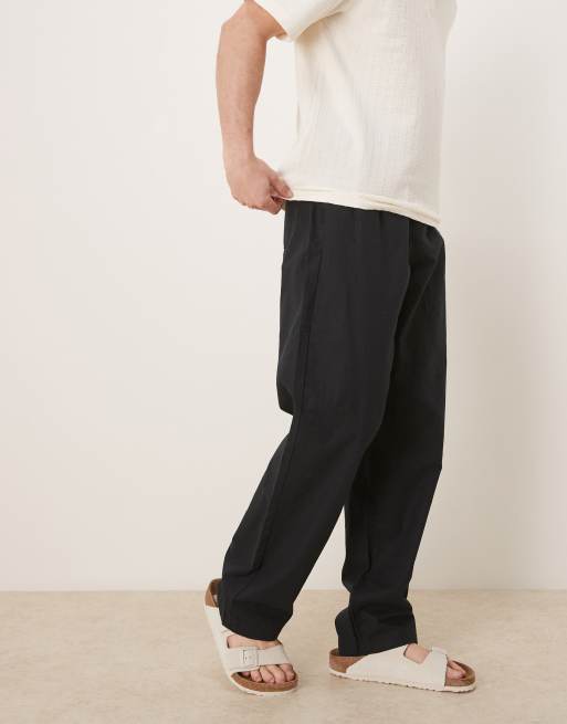 ASOS DESIGN - Sorte posede bukser i hørblanding, 5 af 5