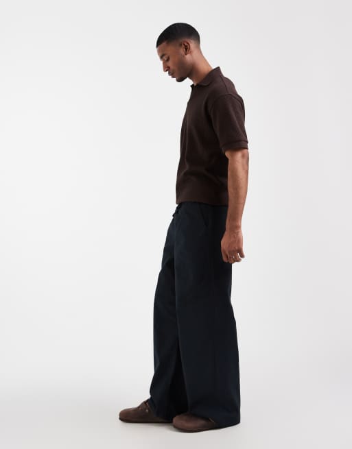 ASOS DESIGN - Sorte posede bukser i hørblanding, 3 af 5