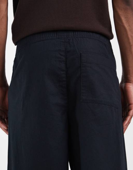 ASOS DESIGN - Sorte posede bukser i hørblanding, 4 af 5
