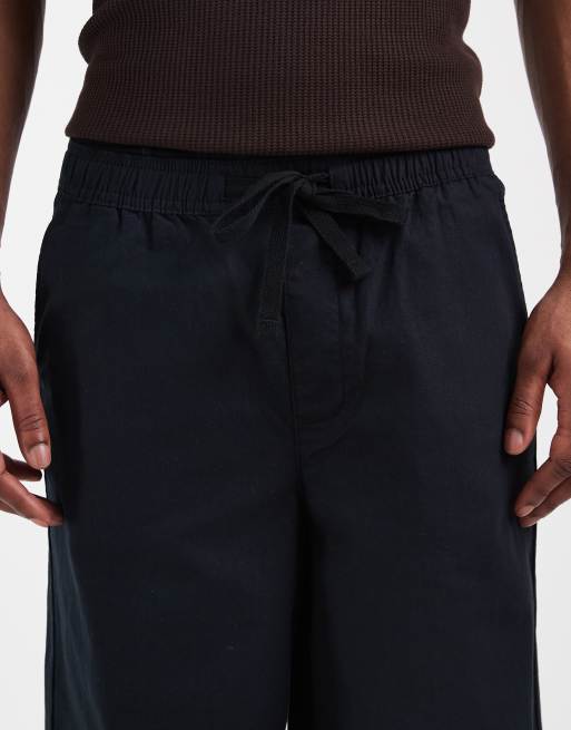 ASOS DESIGN - Sorte posede bukser i hørblanding, 5 af 5