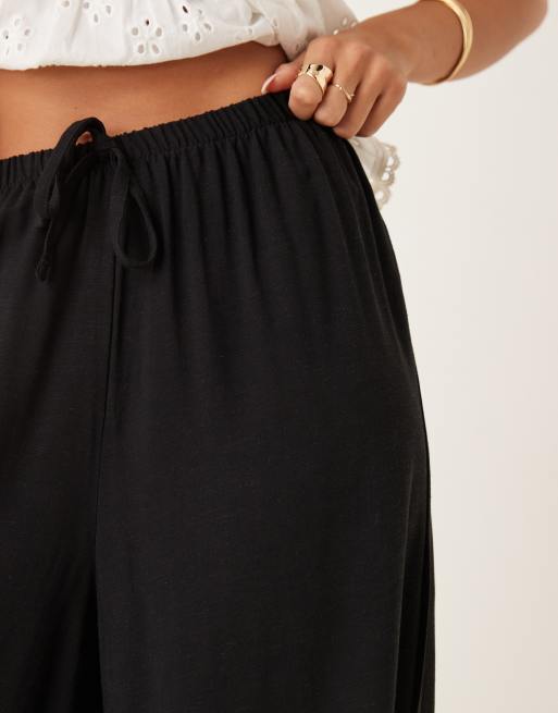 ASOS DESIGN - Sorte pull-on-bukser i hørblanding, 3 af 5