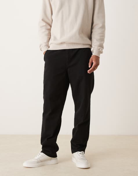ASOS DESIGN - Sorte pull-on-chinos med lige ben - view 1