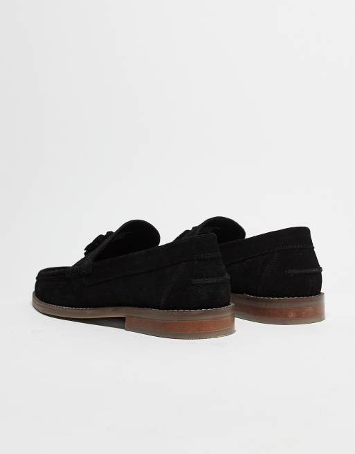 ASOS DESIGN sorte ruskindsloafers med kvast i naturfarvet sål, 4 af 5