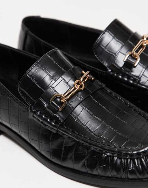 ASOS DESIGN - Sorte rynkede penny-loafers i imiteret krokodilleskind, 2 af 3
