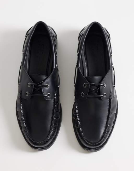 ASOS DESIGN - Sorte rynkede sejlersko med snøre, 2 af 4