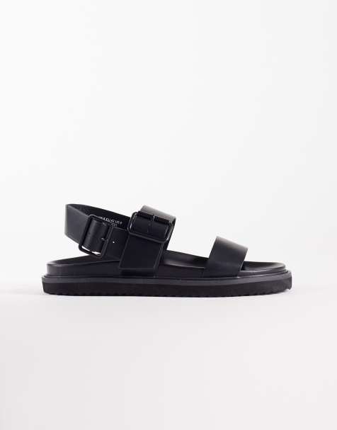 ASOS DESIGN - Sorte sandaler med tre remme og spænder - view 1