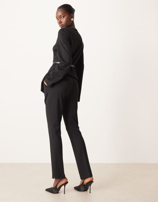 ASOS DESIGN - Sorte skræddersyede bukser i punto-jersey med lige ben - Del af sæt , 4 af 5