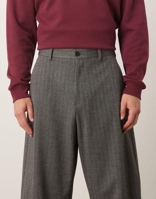 ASOS DESIGN - Sorte skræddersyede bukser med barrel-ben og sildebensmønster, 4 af 5