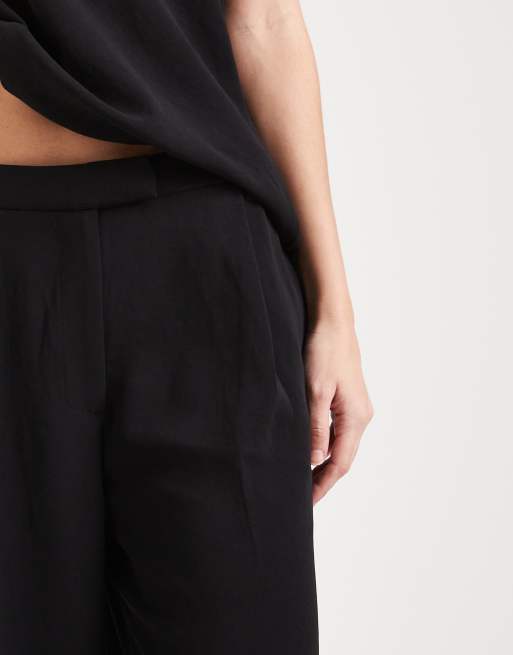 ASOS DESIGN - Sorte skræddersyede bukser med lav talje og vide ben - Del af sæt, 4 af 4