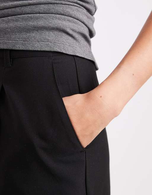 ASOS DESIGN - Sorte skræddersyede culotte-bukser i hørrigt stof , 4 af 5