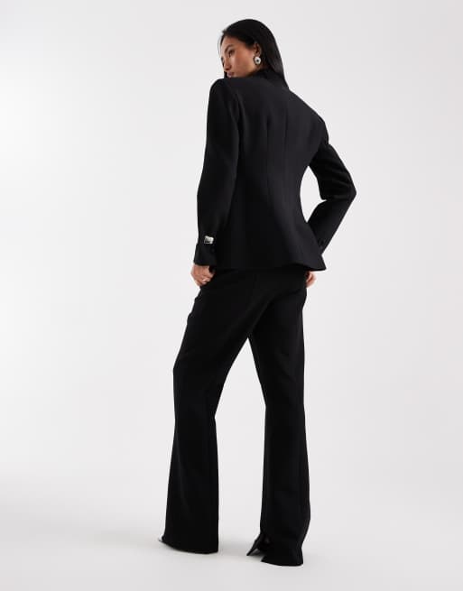 ASOS DESIGN - Sorte skræddersyede smokingbukser med svaj til særlige lejligheder - Del af sæt, 4 af 5