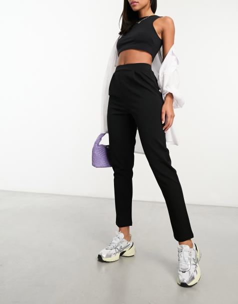 ASOS DESIGN - Sorte skræddersyede tapered bukser i jersey - view 1