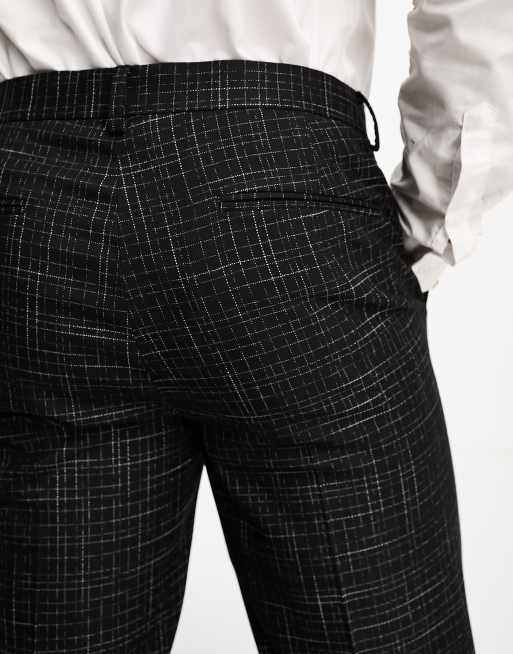 ASOS DESIGN - Sorte slim-habitbukser med crosshatch-mønster, 5 af 5