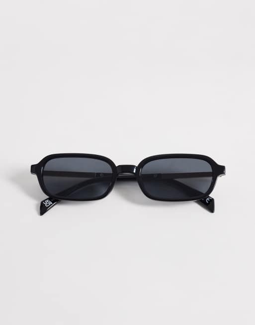 ASOS DESIGN - Sorte smalle firkantede solbriller med metalstænger, 3 af 3