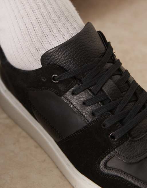 ASOS DESIGN - Sorte sneakers i ruskind med snører og hvid sål, 3 af 5