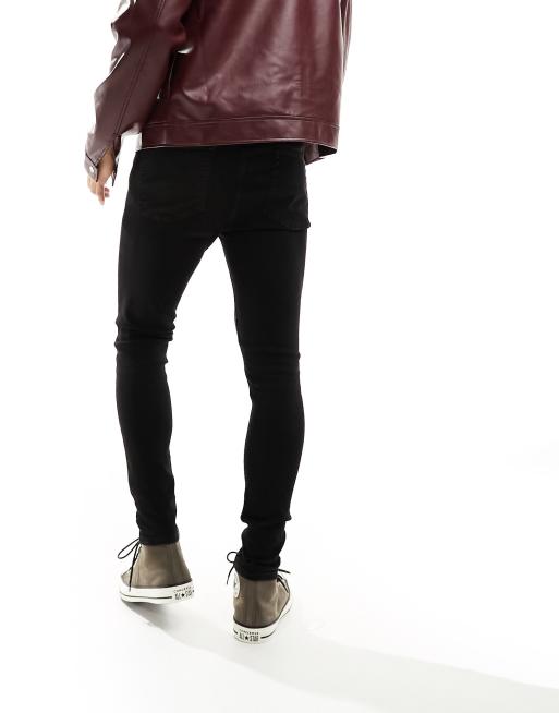 ASOS DESIGN - Sorte spray on-jeans i powerstretch med flænser, 3 af 5