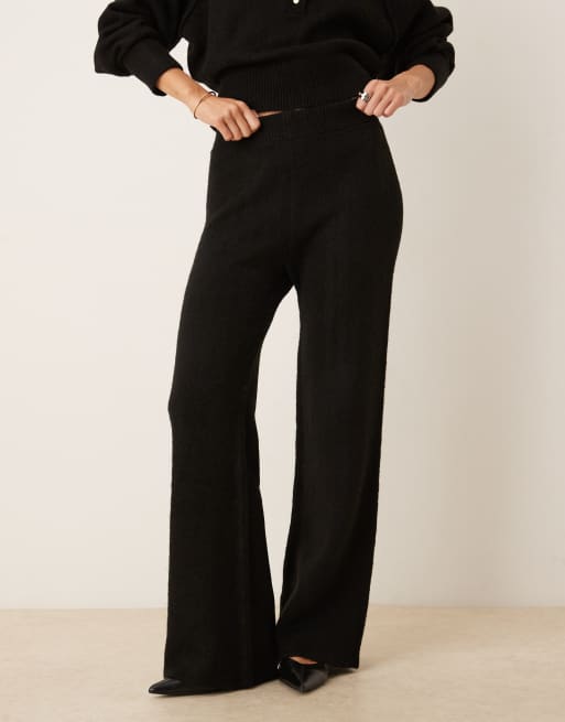 ASOS DESIGN - Sorte strikkede bukser med vide ben - Del af sæt, 2 af 5