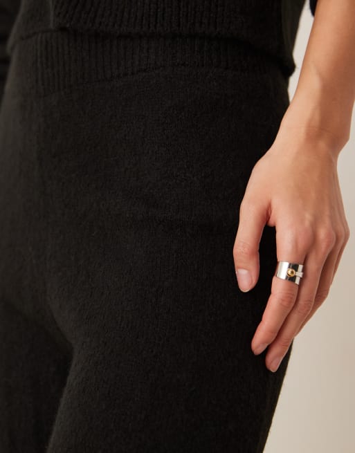 ASOS DESIGN - Sorte strikkede bukser med vide ben - Del af sæt, 5 af 5