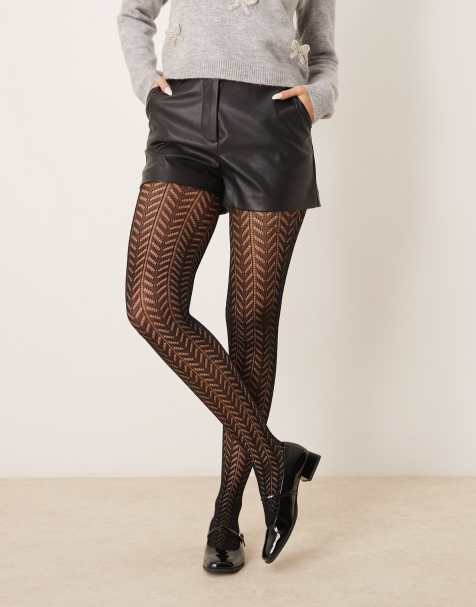 ASOS DESIGN - Sorte strømpebukser med mønster - view 1