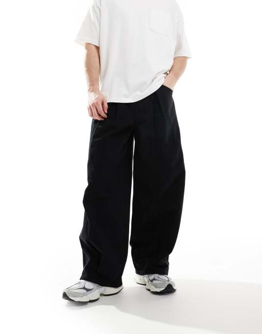 ASOS DESIGN - Sorte superposede bukser med plisserede detaljer