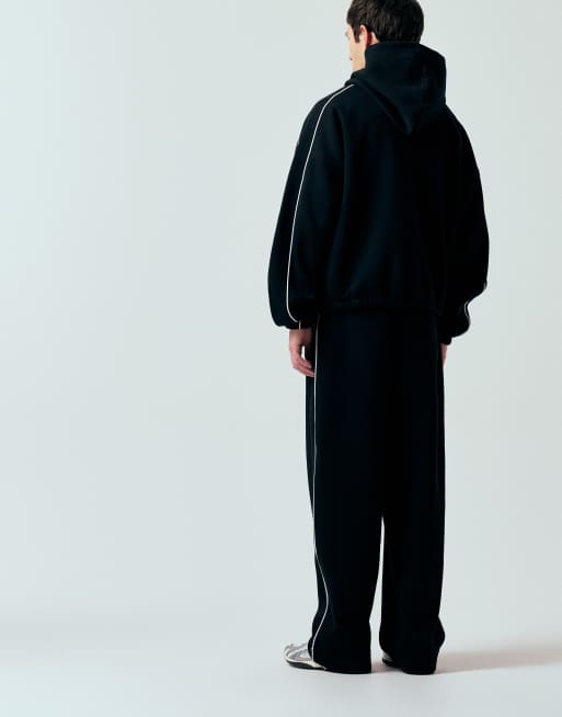 ASOS DESIGN - Sorte superposede joggingbukser med kantstriber i siderne - Del af sæt, 4 af 5