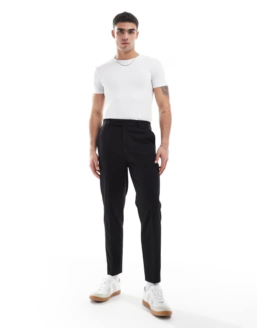 ASOS DESIGN - Sorte tapered habitbukser i twill, 3 af 5