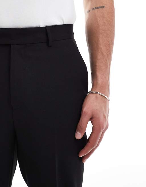 ASOS DESIGN - Sorte tapered habitbukser i twill, 5 af 5