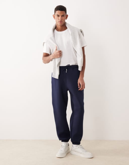 ASOS DESIGN - Sorte tapered joggingbukser i kraftigt stof i scuba-stil 