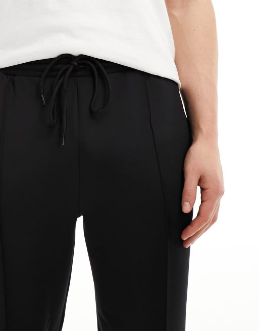 ASOS DESIGN - Sorte tapered joggingbukser i scuba-lignende materiale, 4 af 5