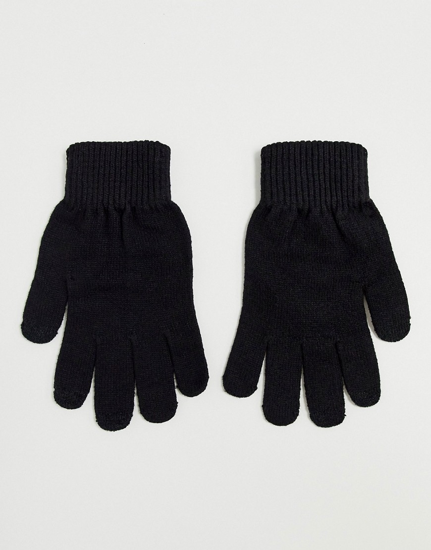 ASOS DESIGN - sorte touch-screen handsker i genanvendt polyester
