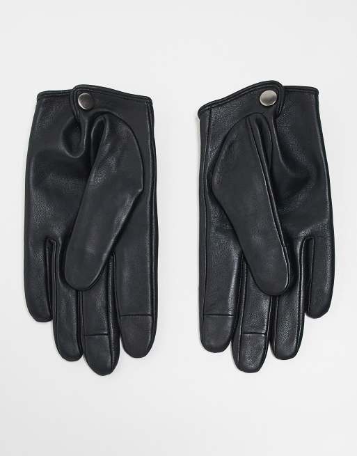ASOS DESIGN - Sorte touchscreen-handsker i læder, 3 af 3