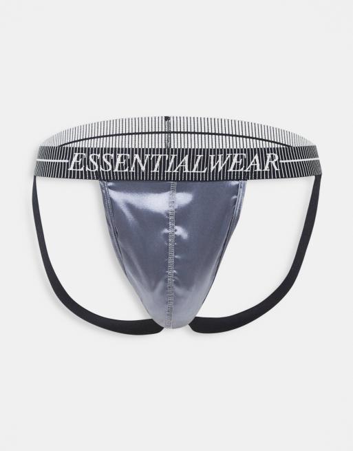 ASOS DESIGN - Sospensorio in raso con fascia in vita con scritta 