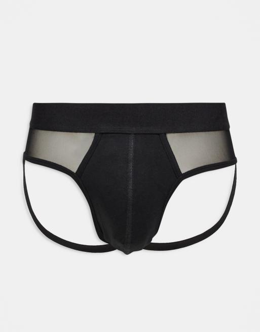 ASOS DESIGN - Sospensorio nero con dettagli in rete