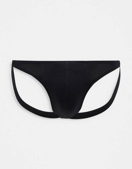 ASOS DESIGN - Sospensorio nero con doppia cinghia e dettaglio ad anello