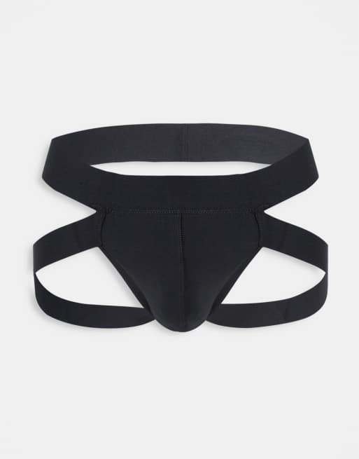 ASOS DESIGN - Sospensorio nero con fasce sulla gamba, 2 di 4