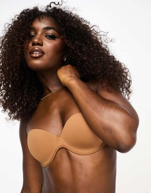 ASOS DESIGN - Soutien-gorge moulé dos nu sans bretelles avec côtés adhésifs - Marron, 4 de 4