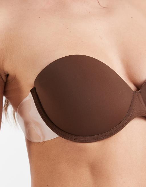 ASOS DESIGN - Soutien-gorge moulé dos nu sans bretelles avec côtés adhésifs - Marron, 4 de 4