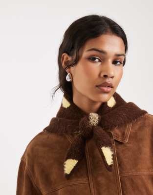 ASOS DESIGN - Soutien-gorge triangle en tissu brossé à pois - Chocolat et babeurre-Multicolore