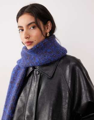 Asos Design Space Dye Mixed Yarn Chunky Knit Scarf In Blue