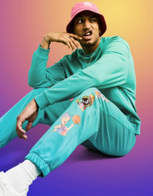 ASOS DESIGN Space Jam: A New Legacy co-ord trackies with character print in teal