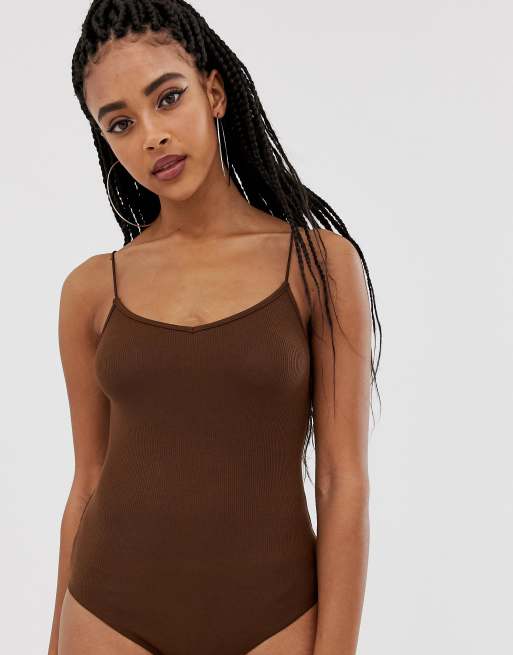 ASOS DESIGN spaghetti strap cami bodysuit in black